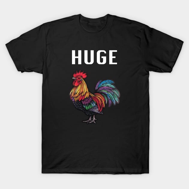 Huge Rooster (with White Lettering) T-Shirt by VelvetRoom